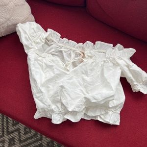 White ruffle crop top